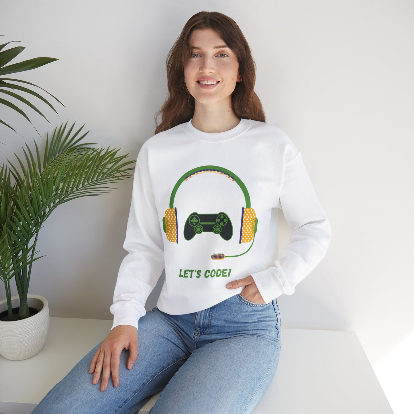 Let's Code Long Sleeve Crewneck Sweatshirt for Tech Lovers