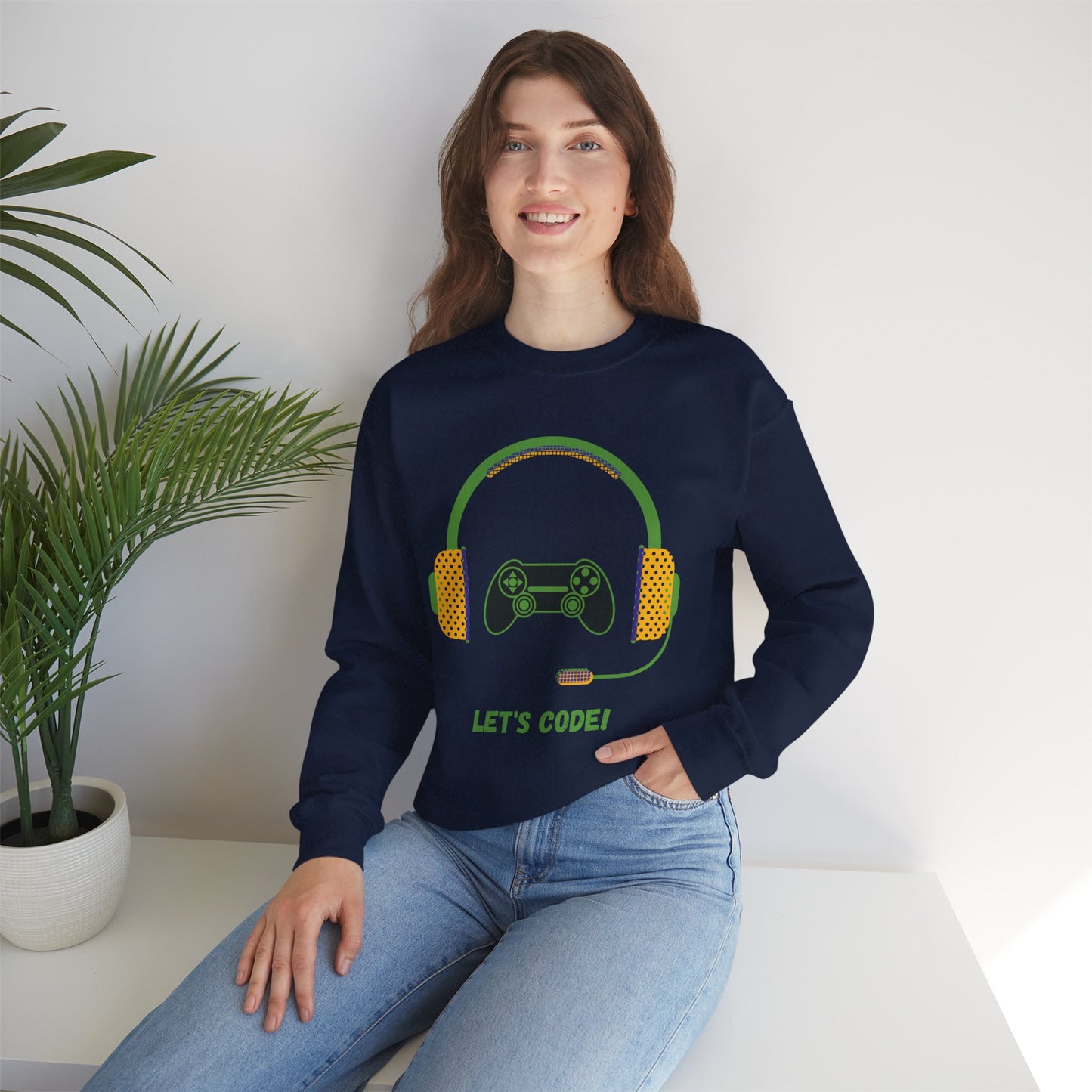 Let's Code Long Sleeve Crewneck Sweatshirt for Tech Lovers