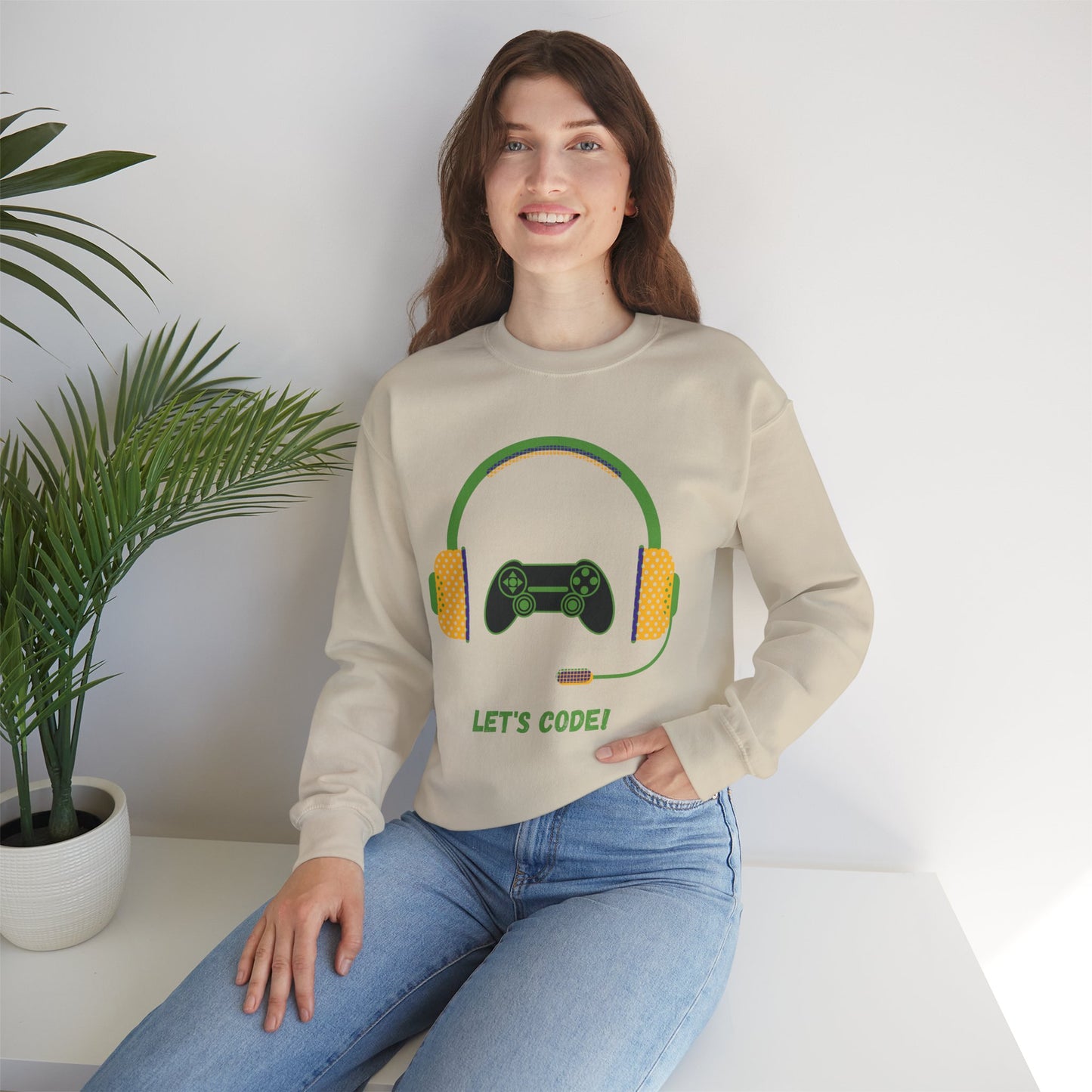 Let's Code Long Sleeve Crewneck Sweatshirt for Tech Lovers