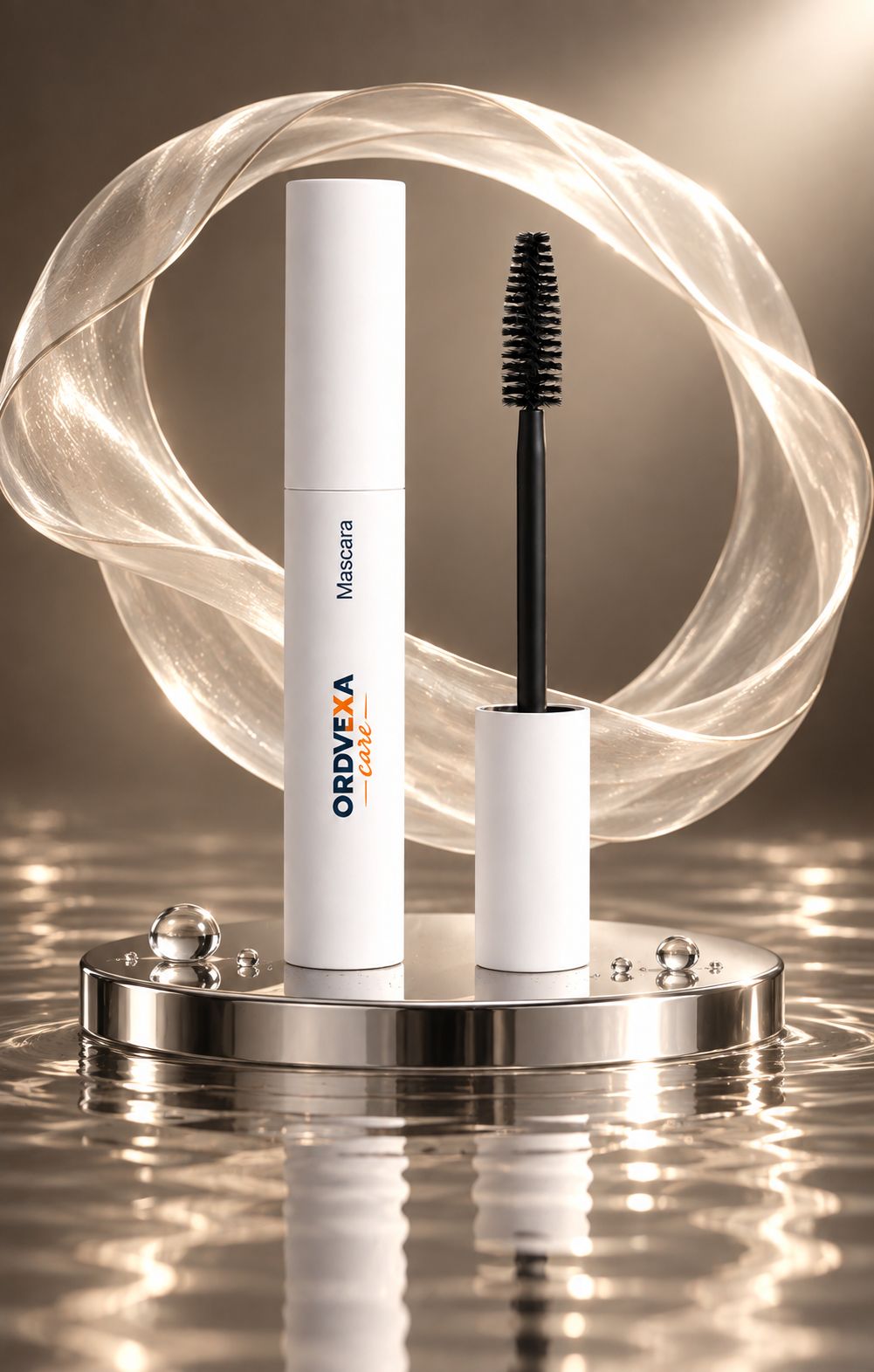 ORDVEXA Care Peptide-Infused Lengthening & Volumizing Mascara – Buildable Volume & Defined Length, Intense Black Natural Pigments, Conditioning Precision Brush, Vegan & Synthetic Dye-Free, 6 ml
