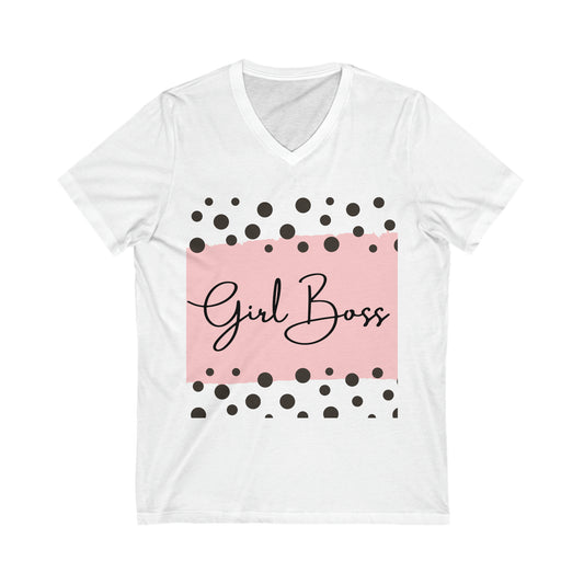 Girl Boss Jersey Short Sleeve V-Neck Tee