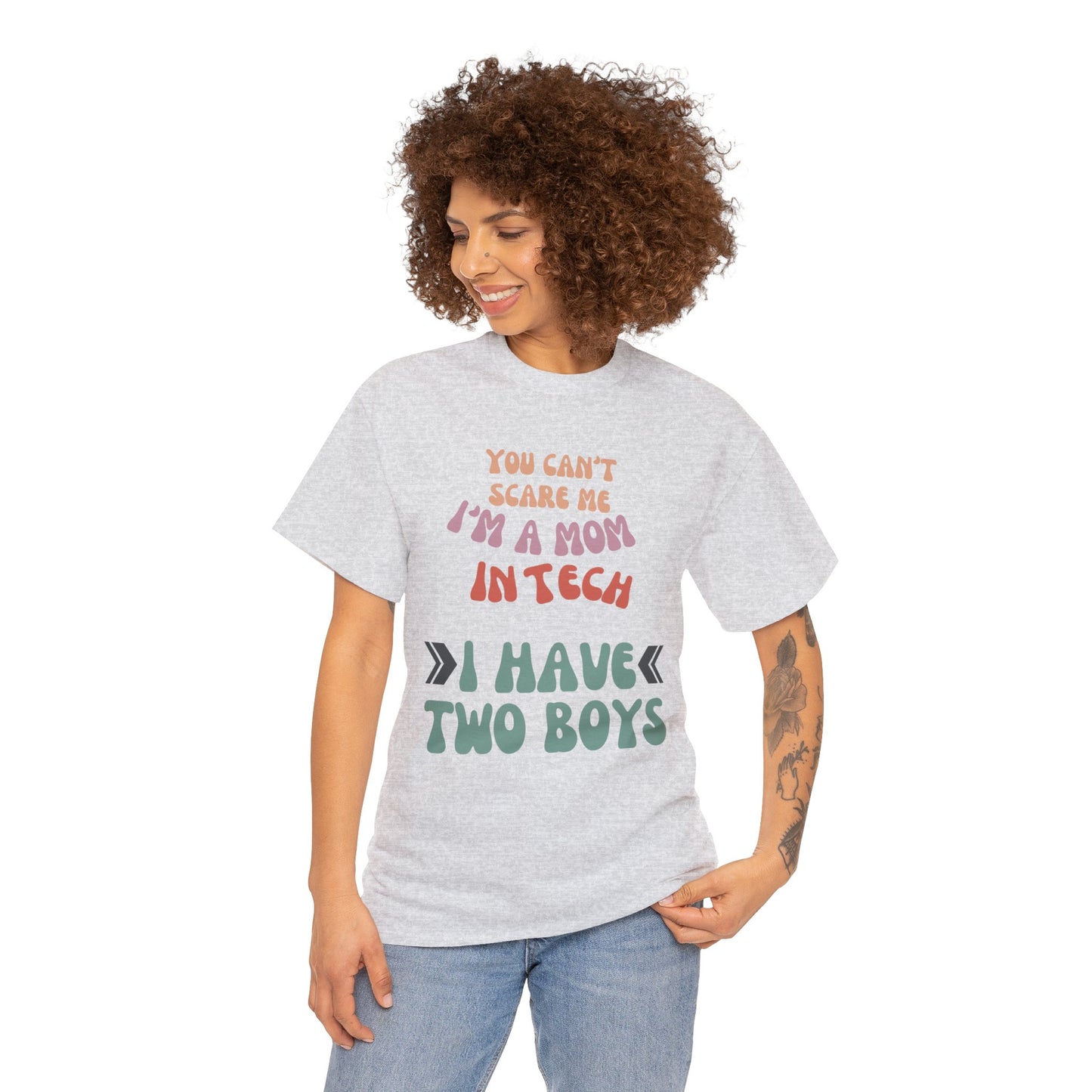 Mom in Tech with Two Boys Cotton Tee