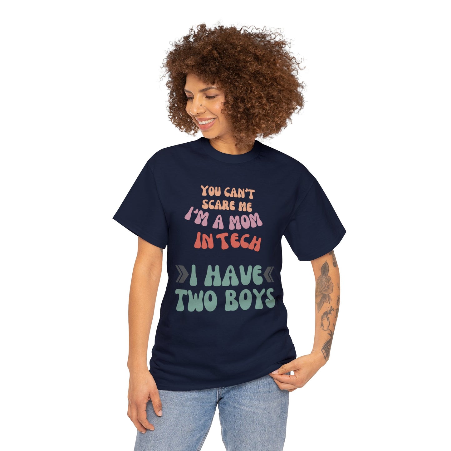 Mom in Tech with Two Boys Cotton Tee