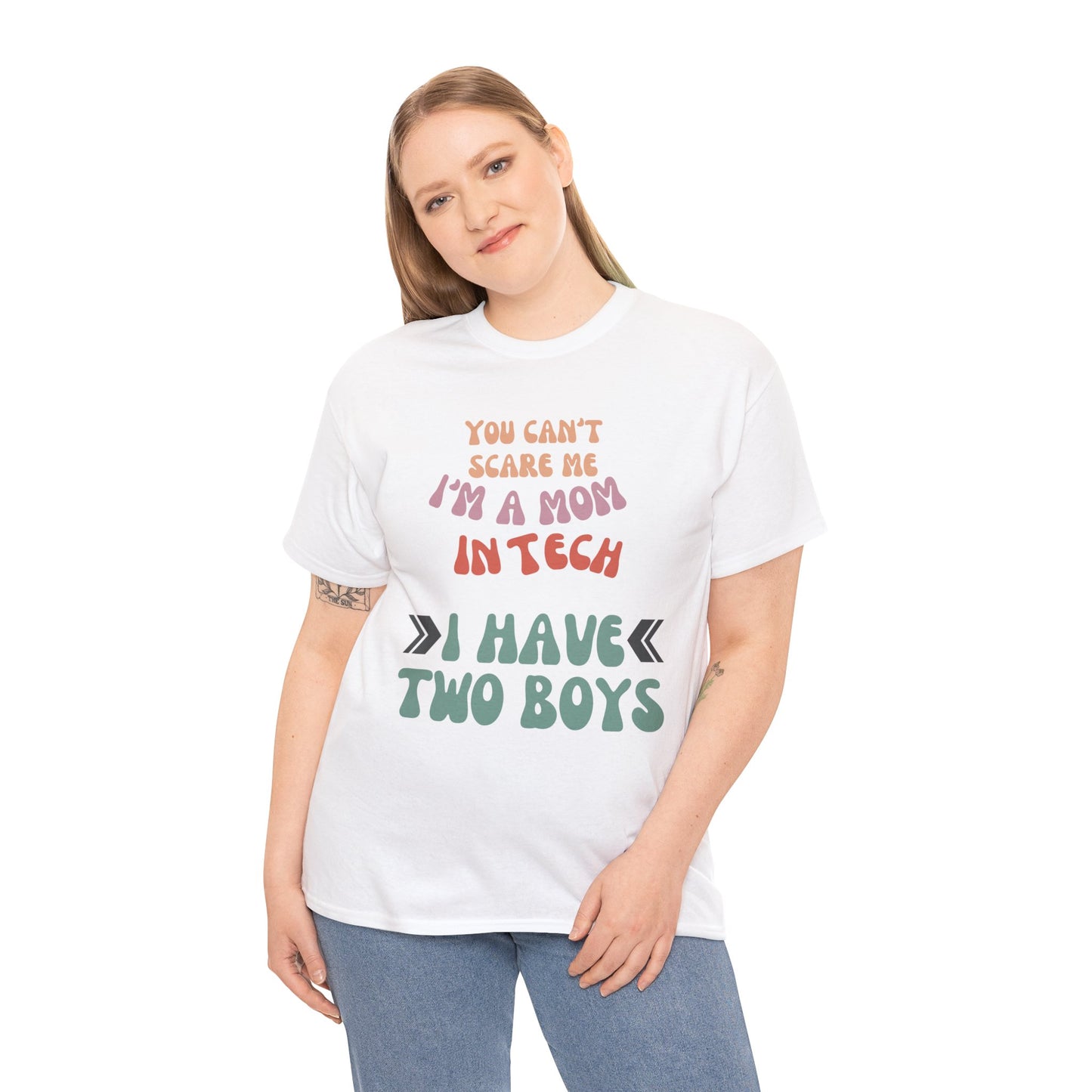 Mom in Tech with Two Boys Cotton Tee