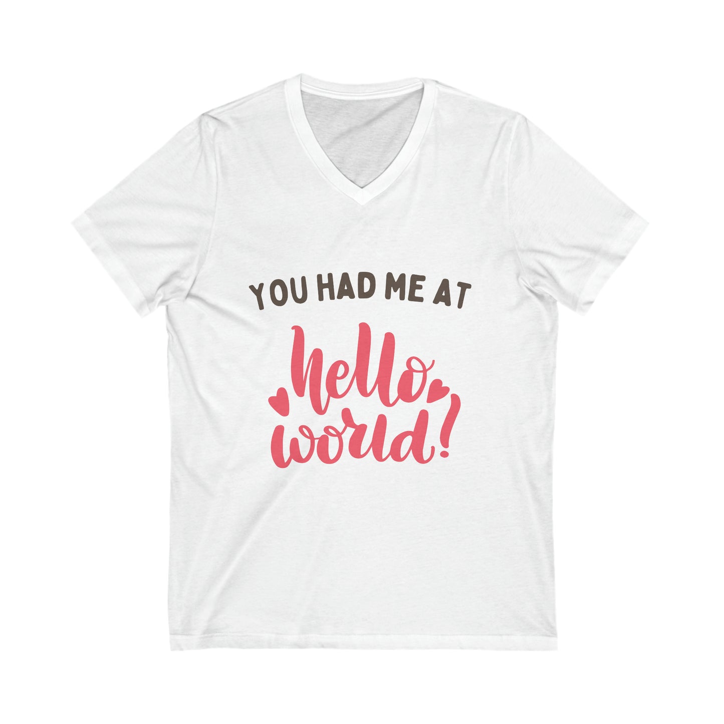 Hello World Tech Inspired Short Sleeve Jersey V-Neck Tee