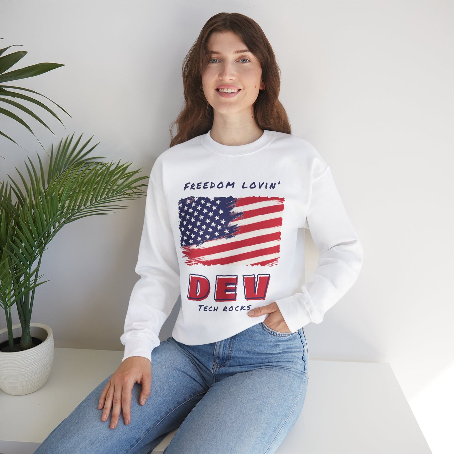 Freedom Loving Dev Long Sleeve Crewneck Sweatshirt