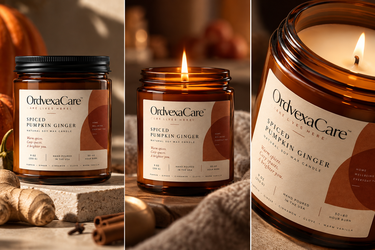 Ordvexa Care Spiced Pumpkin Ginger Fall Candle