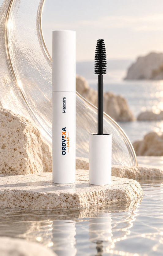 ORDVEXA Care Peptide-Infused Lengthening & Volumizing Mascara – Buildable Volume & Defined Length, Intense Black Natural Pigments, Conditioning Precision Brush, Vegan & Synthetic Dye-Free, 6 ml