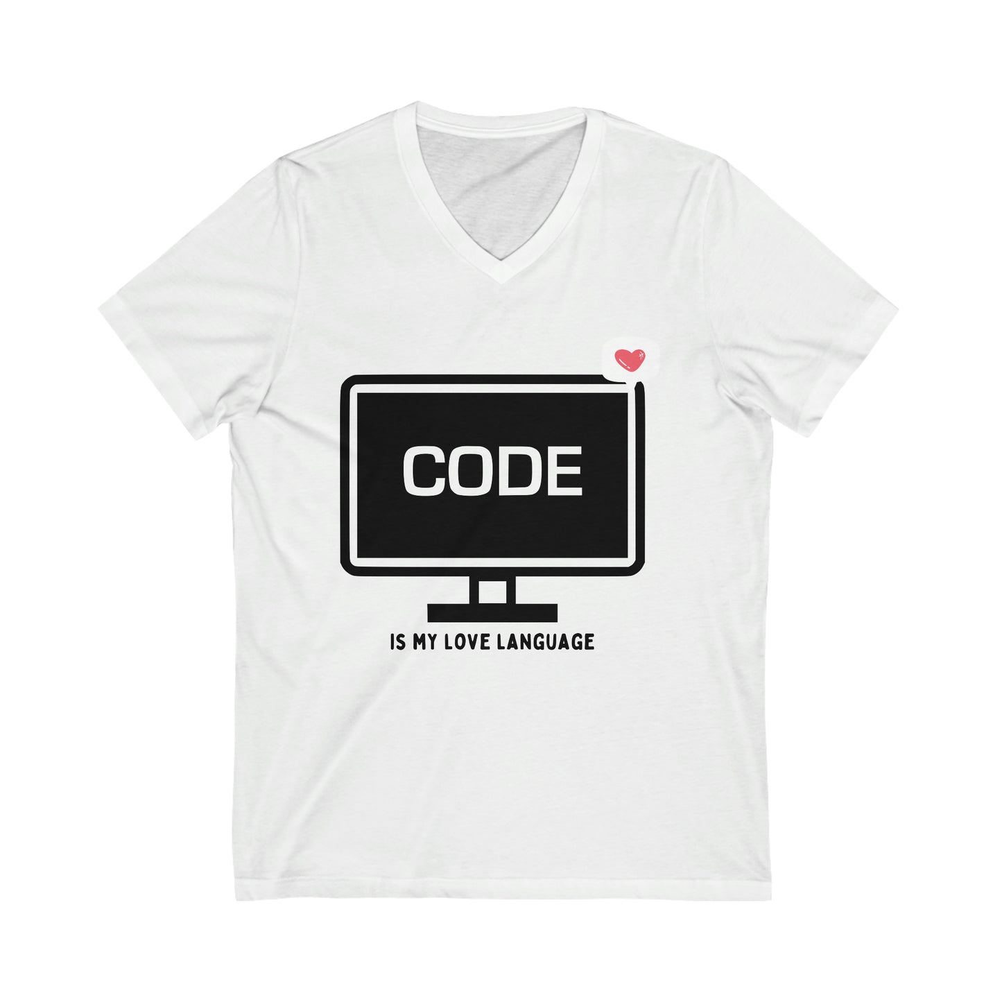 "Code Language" Unisex Jersey Short Sleeve V-Neck Tee