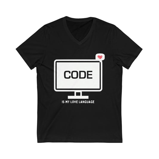 "Code Black" Unisex Jersey Short Sleeve V-Neck Tee