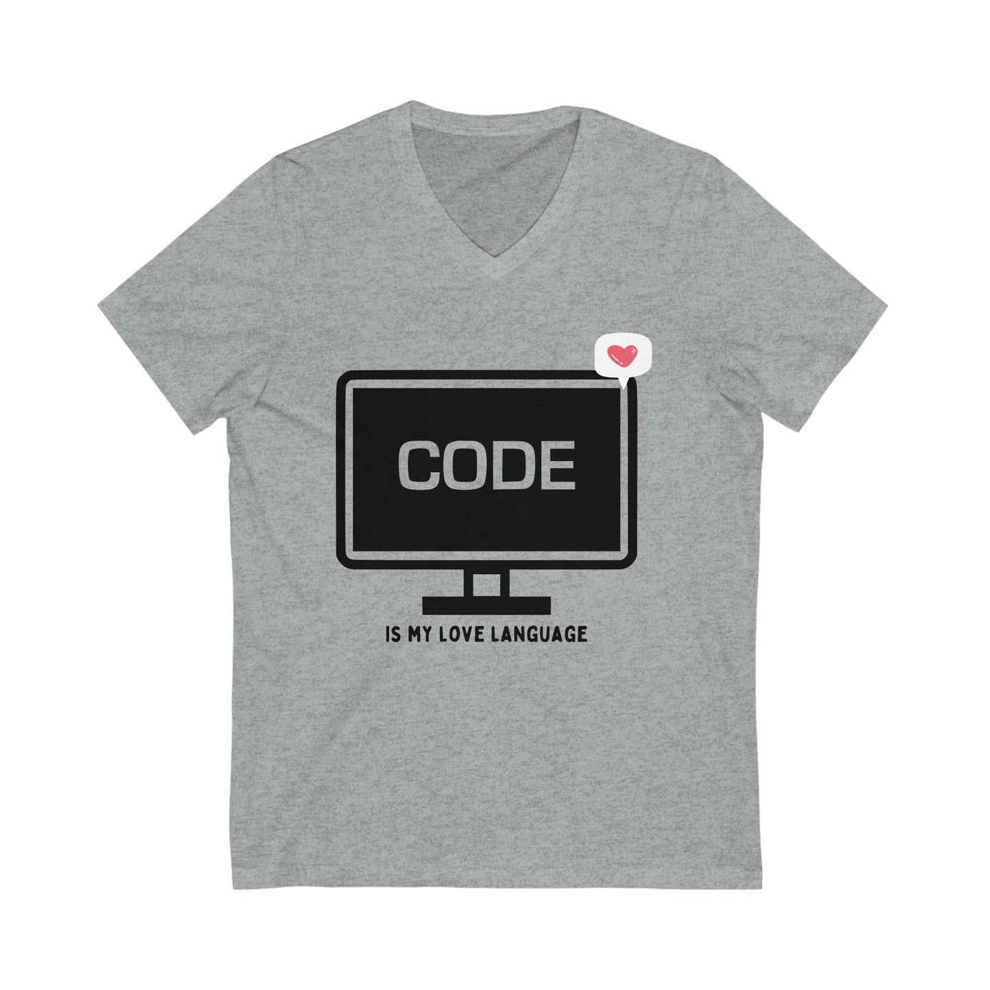 "Code Language" Unisex Jersey Short Sleeve V-Neck Tee